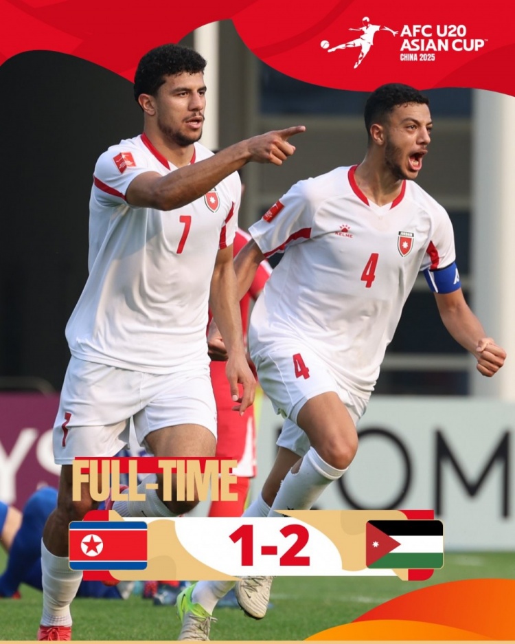  U20亞洲杯B組：朝鮮1-2不敵約旦，兩輪1分暫列B組末尾