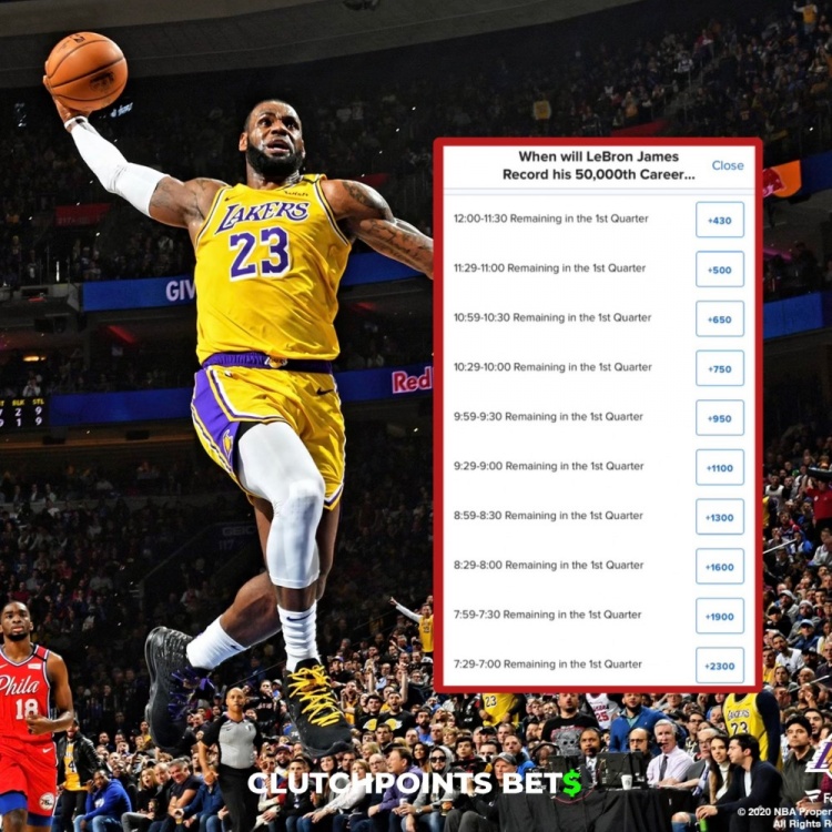  僅差1分！詹姆斯今日何時破五萬分賠率：開場30秒內(nèi)最被看好