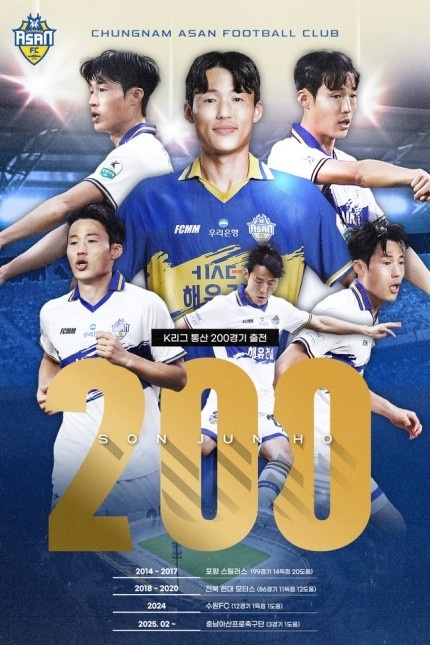 孫準浩完成K聯(lián)賽200場里程碑，貢獻26球34助