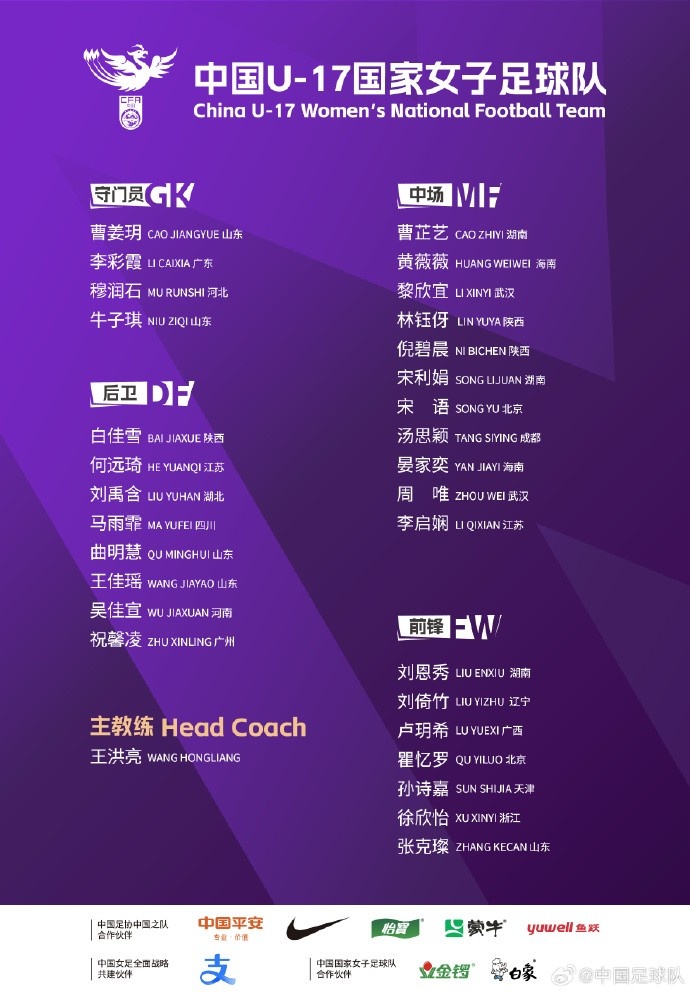  U17女足30人將在蘇州集訓(xùn)備戰(zhàn)世界杯，姜寧、朱挺擔(dān)任訓(xùn)練員